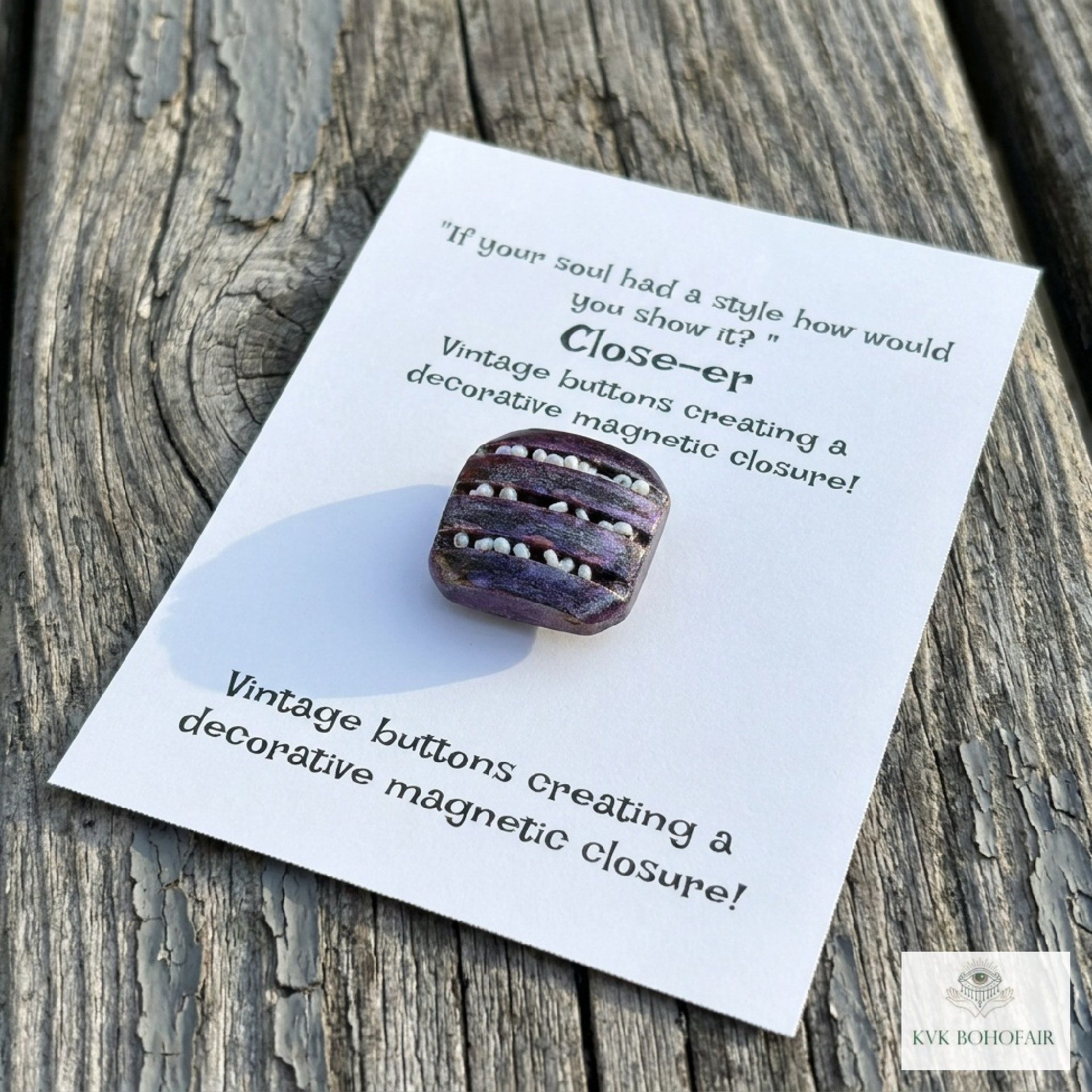 Magnetic Button Brooch Pin - Fabric Safe No Sew Vintage Style Scarf Clip