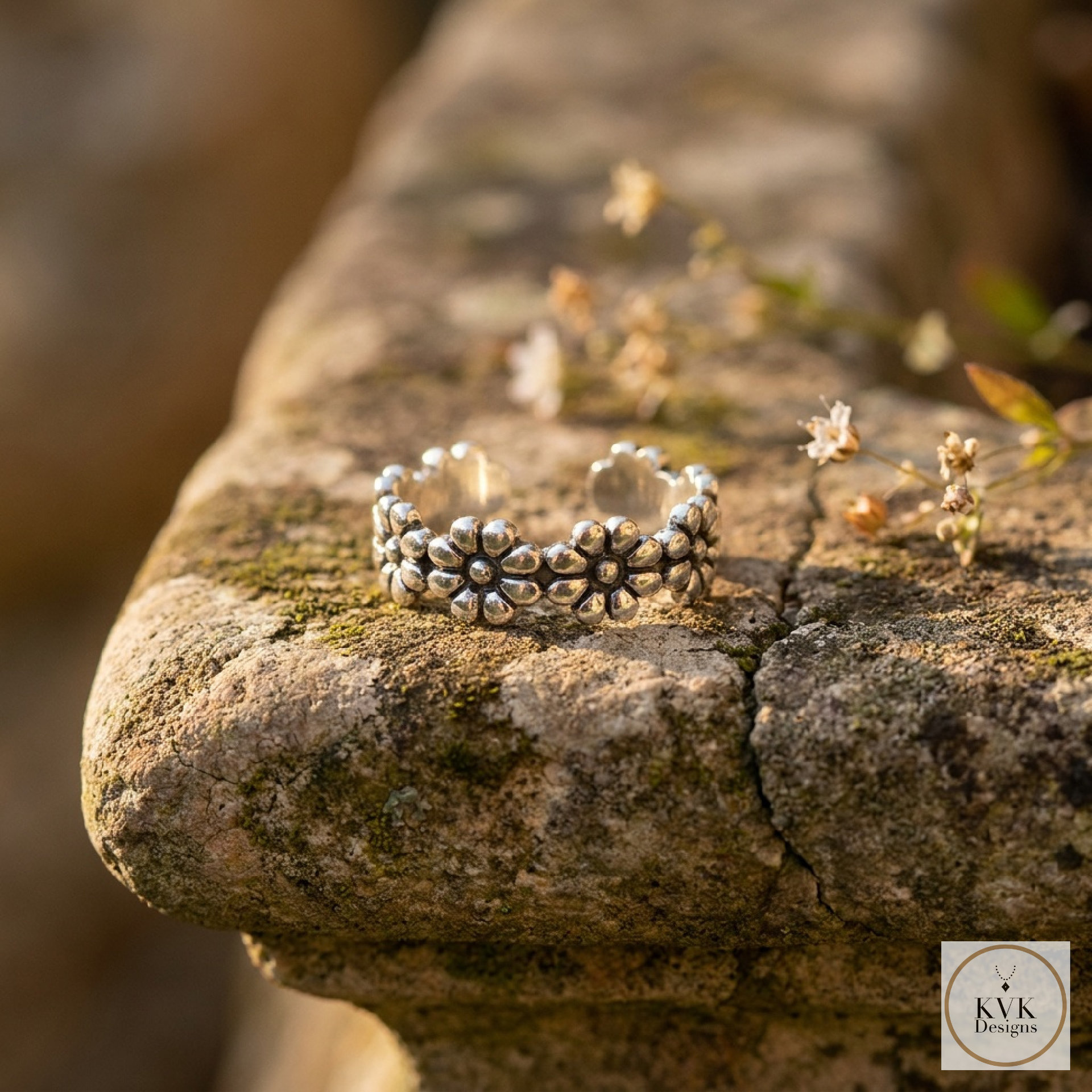 Sterling Silver Flower Toe Ring
