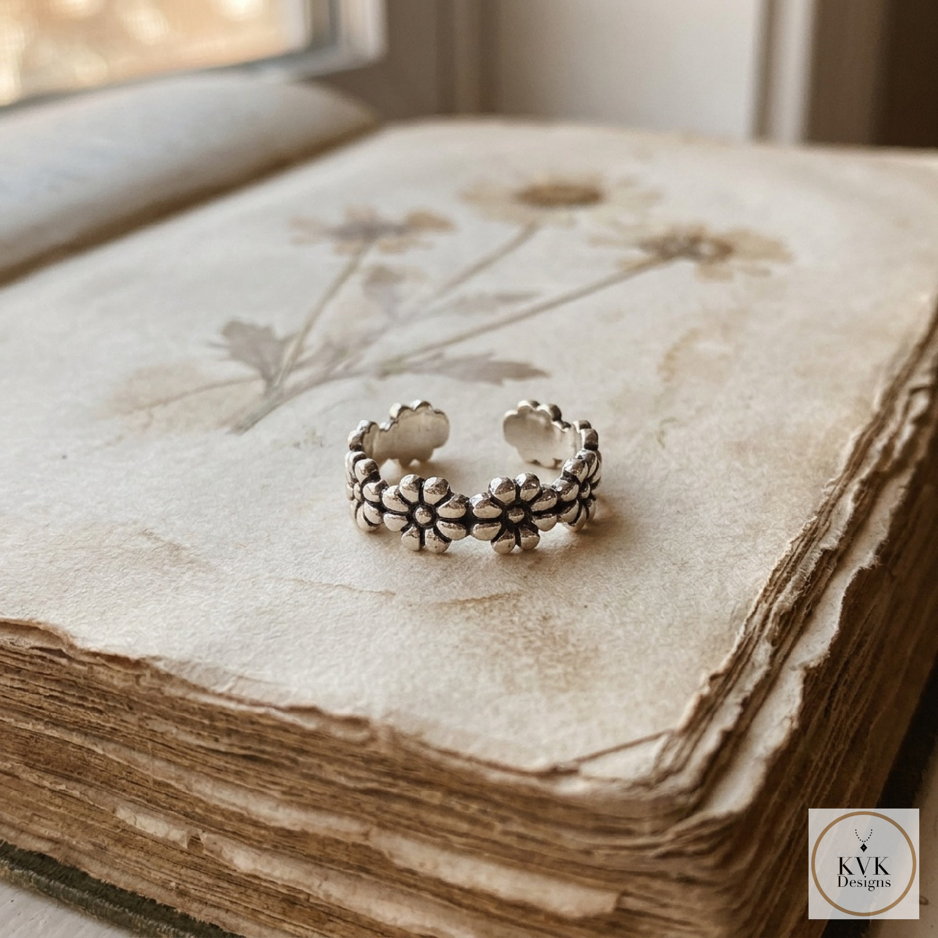 Sterling Silver Flower Toe Ring