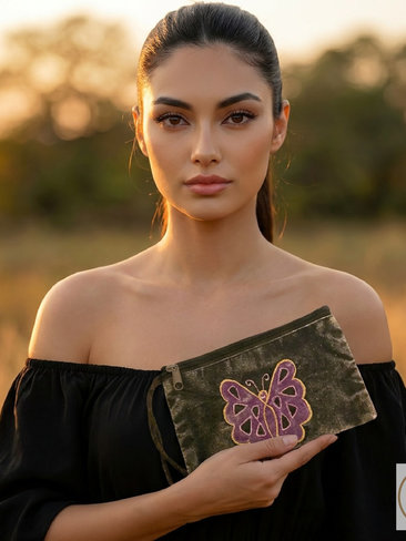 Black Butterfly Wristlet Coin Purse
