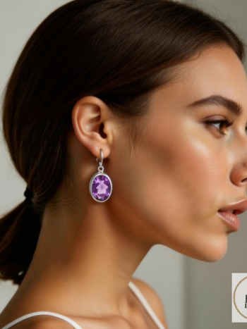 Faceted Amethyst French Wire Earrings