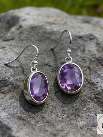 Faceted Amethyst French Wire Earrings