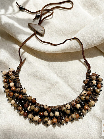 Flora Wood Bead Necklace