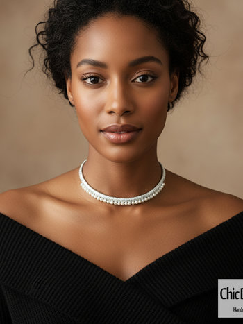 Freshwater Pearl and Green Silk Woven Choker