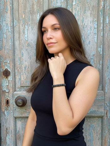 Women's Magnetic Hematite Black Pearl Bracelet