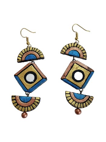 Handcrafted Clay Chandelier Earrings - Boho Statement Jewelry