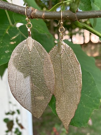 Handcrafted Gold Leaf Earrings - Elegant Nature Jewelry