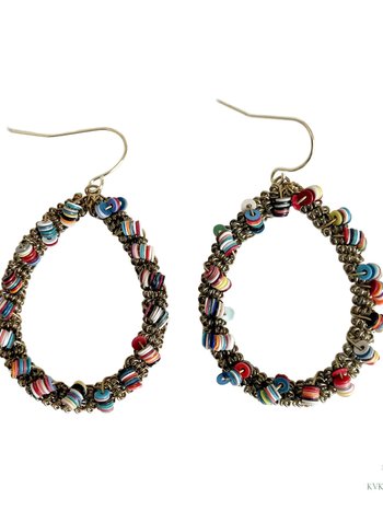 Colorful Teardrop Beaded Earrings -  Dangle Earrings, Statement Jewelry