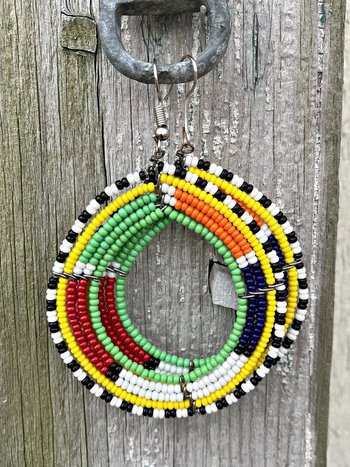 Colorful Round Maasai Beaded Earrings - Statement African Earrings