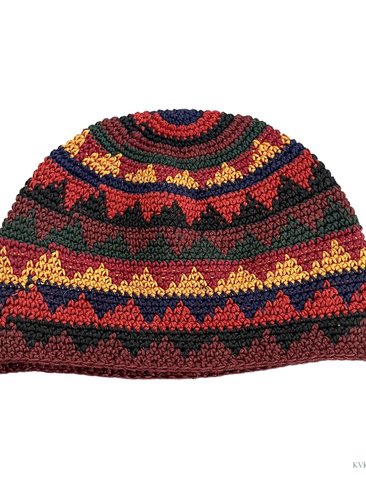 Earth Zig Zag Kufi Skull Cap - Crocheted Beanie Hat, Ethically sourced