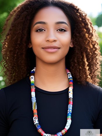 Long African Trade Bead Necklace - Vibrant Bohemian Statement Jewelry