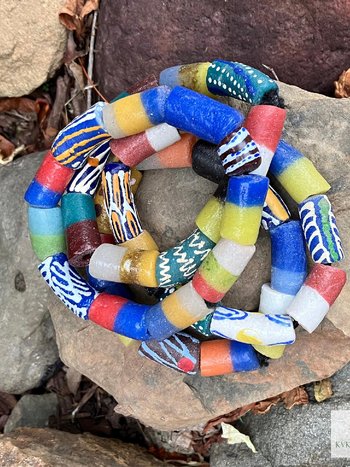 Handcrafted African Trade Bead Bracelet - Vibrant Bohemian Statement Jewelry