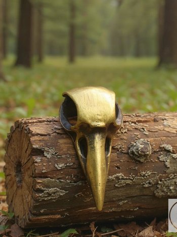 Brass Crow Skull Necklace Pendant - Gothic Necklace - Boho Jewelry