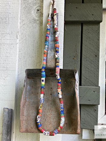 Long African Trade Bead Necklace - Vibrant Bohemian Statement Jewelry