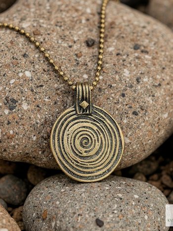 Bronze Swirl Pendant Necklace - Handcrafted Boho Pendant Jewelry