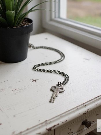 Antique Flat Lock Key Necklaces - Unique Vintage Key Pendant, Boho Chic Jewelry