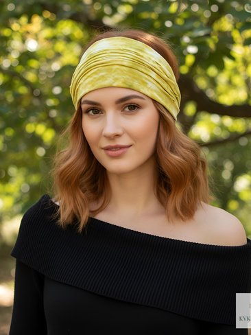 Yellow Tie Dye Boho Headband - Stylish Bohemian Headwrap, Headbands for Women