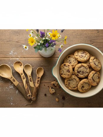 Coffee Root Wood Measuring Spoons - Set of 4, Rustic Kitchen Utensils
