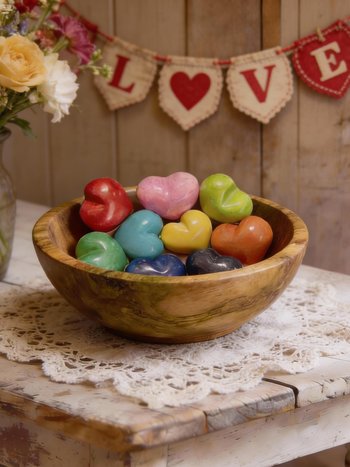 Soapstone Puffy Hearts - Set of 10, Valentines Day Gift for Her