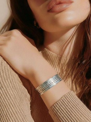 Thin Hammered Silver Cuff Bracelet: Handcrafted Boho Jewelry