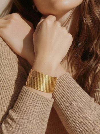 Wide Hammered Gold Cuff Bracelet: Handcrafted Boho Jewelry