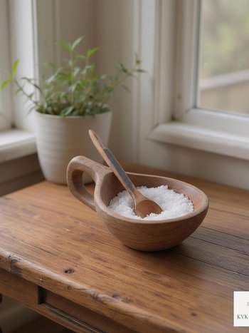 Hand Carved Olive Wood Salt Pot with Handle: Kenyan Kitchen Decor