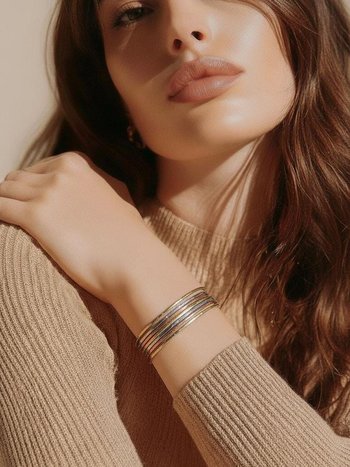 Thin Hammered Mixed Metal Cuff Bracelet: Handcrafted Boho Jewelry