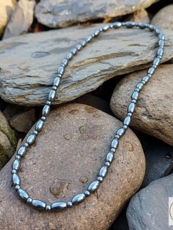 Magnetic Hematite Oval & Round Necklace
