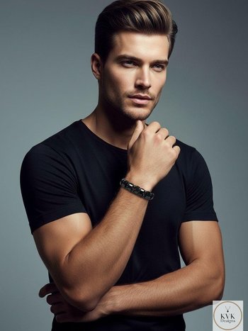 Mens Magnetic Hematite Black Pearl Bracelet