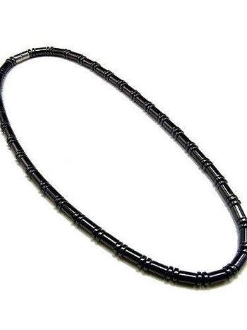 Men's Magnetic Hematite Cylinder Bead Necklace