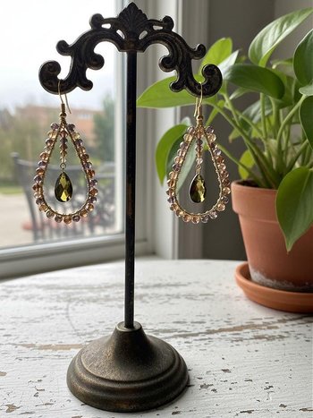 Topaz Swarovski Crystal and Earth Tone Earrings