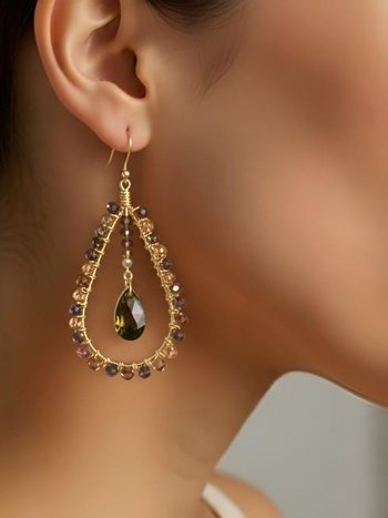 Topaz Swarovski Crystal and Earth Tone Earrings