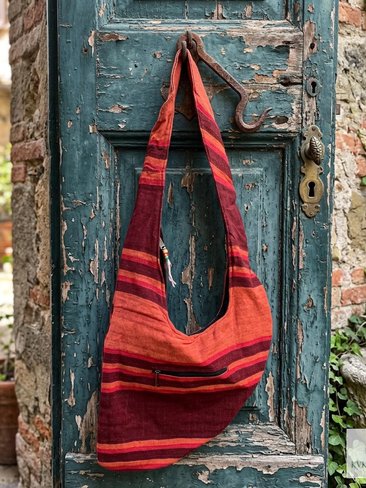 Striped Crossbody Bag - Summer Boho Sling Bag