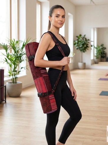 Handcrafted Patchwork Yoga Mat Bag – Boho Cotton Gym Tote, Support Nepal Artisans