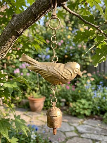 Handcrafted Bird Wind Bell Chime - Rustic Metal Art for Garden & Home Decor