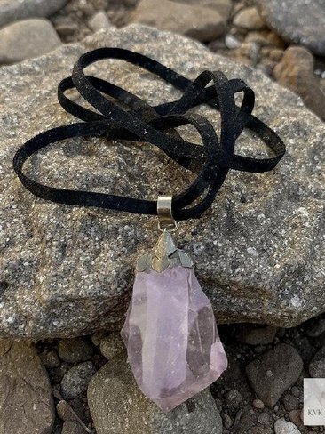 Handcrafted Amethyst Point Pendant - Boho Necklace, Gemstone Jewelry