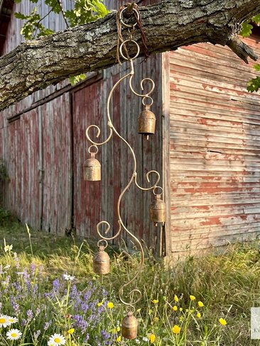 Handmade Swirl Wind Chime - Long Cascading Garden Bells
