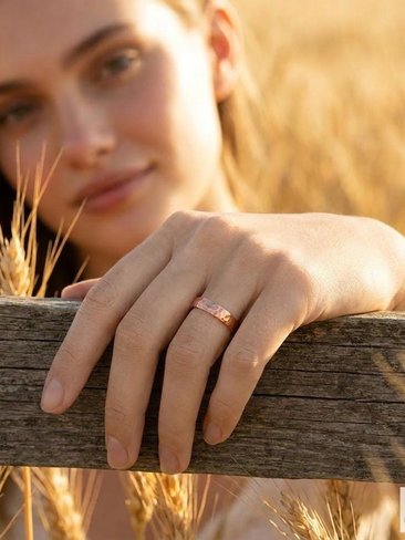 4.7 mm Copper Ring - Rustic Hammered Band, Unique Boho Style Jewelry