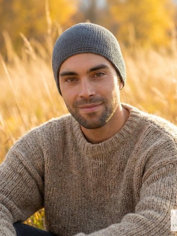 Gray Kufi Skull Cap - Crocheted Beanie Hat, Ethically sourced