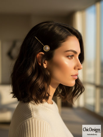 Elegant Mother of Pearl Hair Pins with Rhinestone Accents | Set of 4